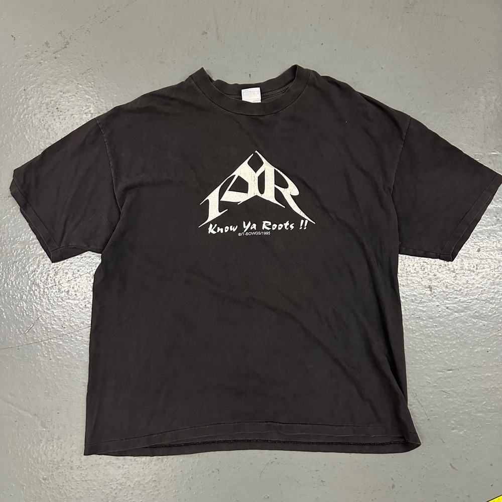 Vintage Beefy-T Mens Know Ya Roots Graphic T-Shirt XL Black Preowned 1995